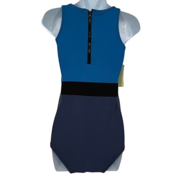 Swimsuit Racer Back Zip One Piece in Cobalt and Navy Size Small Long - Picture 4 of 6